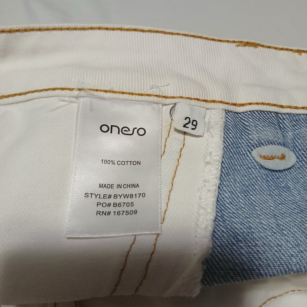 Oneso Los Angeles Jeremy MR 2 Tone WL Wide Leg Jeans White Blue Size 29 BYW8170 - Picture 6 of 12